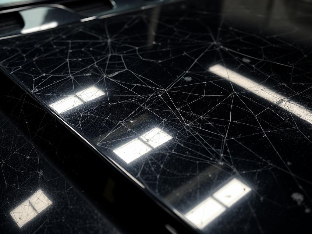 Swirled black paint corrected to a mirror finish — before detailing